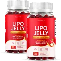 Two bottles of LipoJelly apple cider vinegar gummies